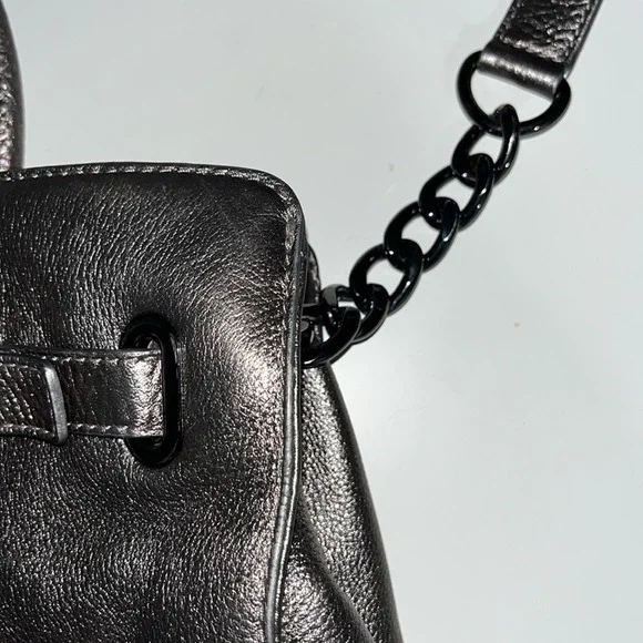 Michael Kors Leather Hamilton Jewel Tote Gunmetal Metallic Shoulder Bag Purse - Picture 10 of 11